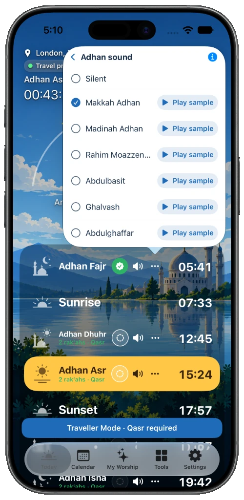AzangooPlus screenshot — Adhan playback 1