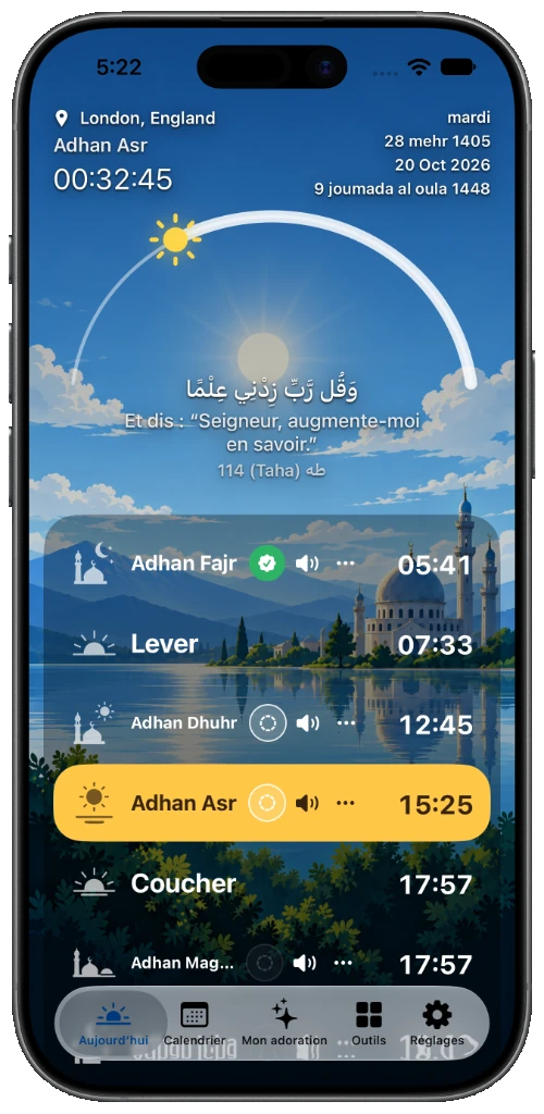 Capture AzangooPlus — Horaires de prière 1